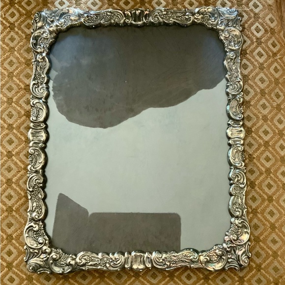 Vintage Ornate Silver Mirror - Picture 1 of 8